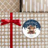 Happy Holidays Business Festive Highland Cow ラウンドシール