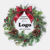 Happy Holidays Business Logo Bulk Budget Custumer オーナメントカード (裏面)