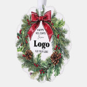 Happy Holidays Business Logo Bulk Budget Custumer オーナメントカード (左)