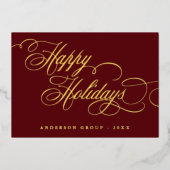 Happy Holidays Calligraphy corporate Greeting  箔招待状 (正面)