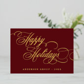 Happy Holidays Calligraphy corporate Greeting  箔招待状 (立ち正面)