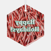 Happy Holidays Candy Cane Style ガラスオーナメント (裏面)