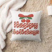 Happy Holidays Candy Cane Typography – Cute Xmas クッション (ブランケット)