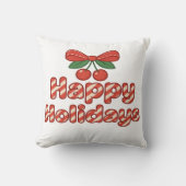 Happy Holidays Candy Cane Typography – Cute Xmas クッション (正面)