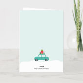 Happy Holidays Cars with Xmas Gifts in Aqua Blue 箔シーズンカード (裏面)