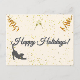 Happy Holidays Cat Postcard シーズンポストカード