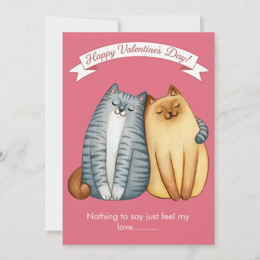 Happy Holidays Cat Valentine's Love Pink シーズンカード (正面)