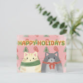 Happy Holidays Cats Postcard ポストカード (スタンド正面)