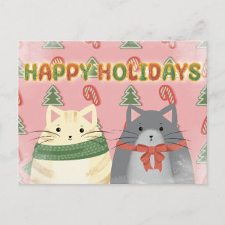 Happy Holidays Cats Postcard ポストカード