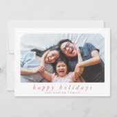 HAPPY HOLIDAYS CHRISTMASシンプル christmasイタリック枠ブルー シーズンカード (正面)