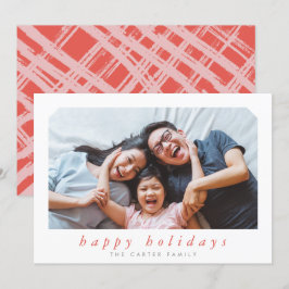 HAPPY HOLIDAYS CHRISTMASシンプル christmasイタリック枠ブルー シーズンカード