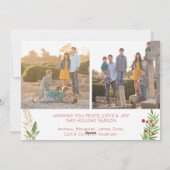 Happy Holidays Christmas モダン Red Script 3写真 シーズンカード (裏面)