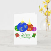 Happy Holidays Christmas Balls and Gifts Design カード (黄色い花)