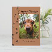 Happy Holidays Christmas Dog Pet Photo シーズンカード (スタンド正面)