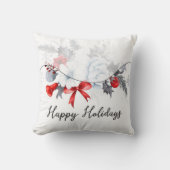 Happy Holidays Christmas Garland Modern  クッション (正面)
