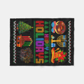 Happy Holidays Christmas Hanukkah Kwanzaa Happy Ne フリースブランケット (正面(横))