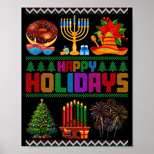 Happy Holidays Christmas Hanukkah Kwanzaa Happy Ne ポスター (正面)