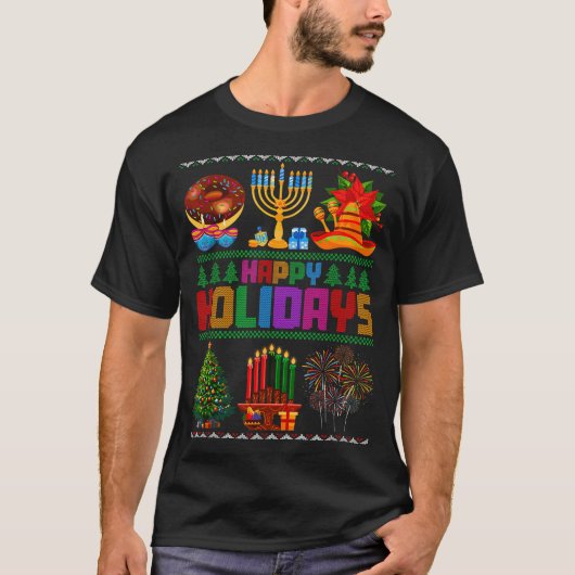 Happy Holidays Christmas Hanukkah Kwanzaa Happy Ne Tシャツ (正面)