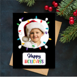 Happy Holidays Christmas Lights (写真を追加) H シーズンポストカード