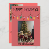 Happy Holidays Christmas Lights Photo Card シーズンカード (正面/裏面)