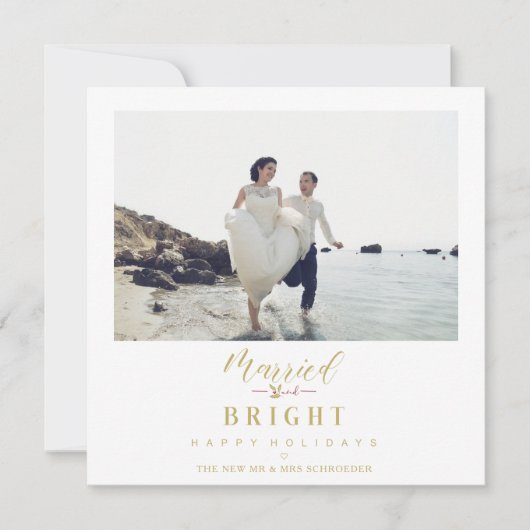 Happy Holidays Christmas Married & Bright Newlywed (正面)