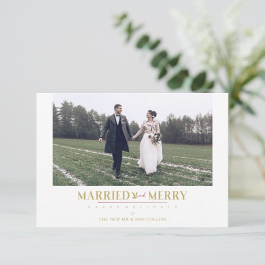 Happy Holidays Christmas Newlyweds Custom Photo (スタンド正面)