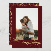 Happy Holidays Christmas Photo card シーズンカード (正面/裏面)