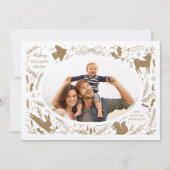 Happy Holidays Christmas Photo Woodland Doodle シーズンカード (正面)