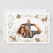 Happy Holidays Christmas Photo Woodland Doodle シーズンカード (正面)