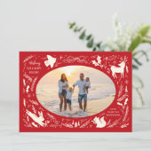 Happy Holidays Christmas Photo Woodland Doodle シーズンカード (スタンド正面)