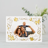 Happy Holidays Christmas Photo Woodland Doodle 箔シーズンカード (立ち正面)