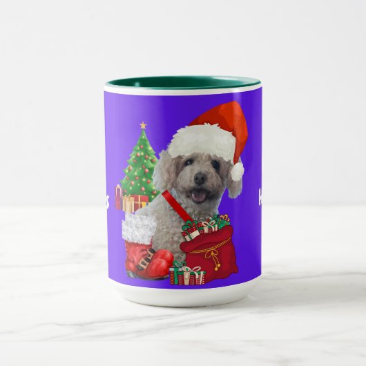 Happy Holidays Christmas Poodle Coffee Mug マグカップ (中央)