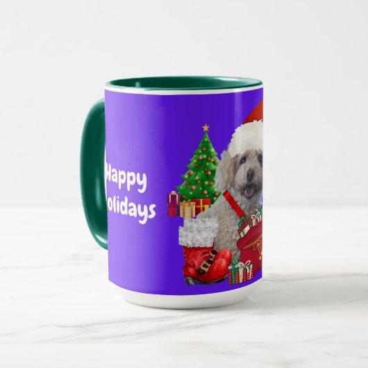 Happy Holidays Christmas Poodle Coffee Mug マグカップ (正面左)