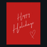 Happy Holidays Christmas Red ポスター<br><div class="desc">Happy Holidays - Typography - Red - Christmas Art.</div>