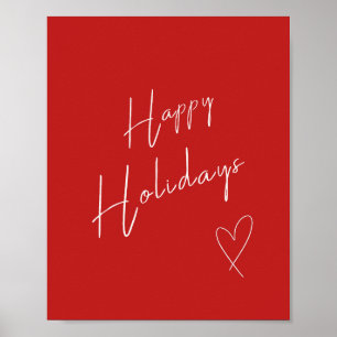 Happy Holidays Christmas Red ポスター