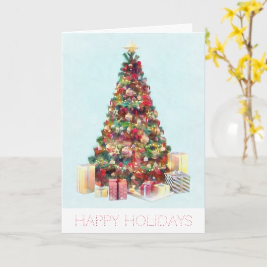 Happy Holidays. Christmas Tree カード (黄色い花)