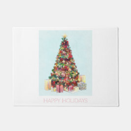 Happy Holidays. Christmas Tree ドアマット