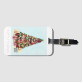 Happy Holidays. Christmas Tree ラゲッジタグ