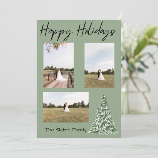 Happy Holidays Christmas Tree Card 招待状 (スタンド正面)