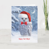 Happy Holidays Christmas with Cute Owl  カード (正面)