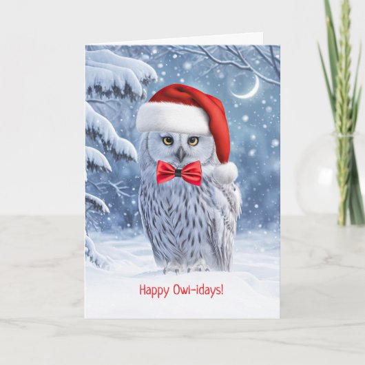 Happy Holidays Christmas with Cute Owl  カード (正面)
