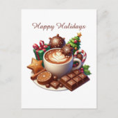 Happy Holidays coffee snowman シーズンポストカード (正面)