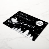 Happy Holidays Company Logo Santa sleigh 箔シーズンカード (回転した状態)