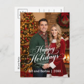 Happy Holidays, Couples Photo Front シーズンポストカード (正面/裏面)
