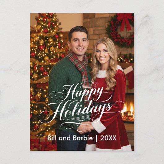 Happy Holidays, Couples Photo Front シーズンポストカード (正面)