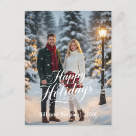 Happy Holidays, Couples Photo Front シーズンポストカード