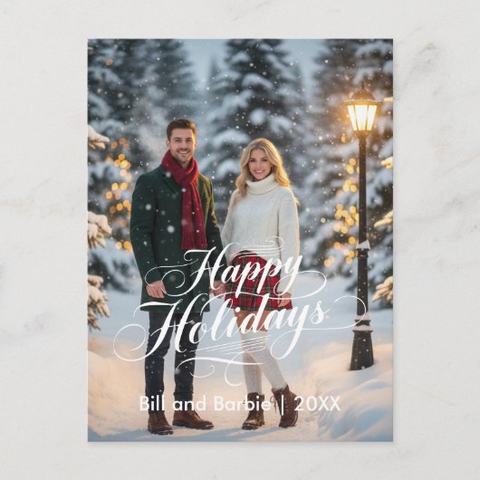 Happy Holidays, Couples Photo Front シーズンポストカード (正面)