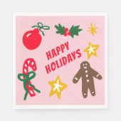 HAPPY HOLIDAYS Cute Hand-Drawn CUSTOM  スタンダードランチョンナプキン (正面)
