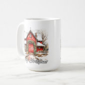 Happy Holidays Decorative Country House コーヒーマグカップ (正面左)