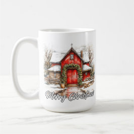 Happy Holidays Decorative Country House コーヒーマグカップ